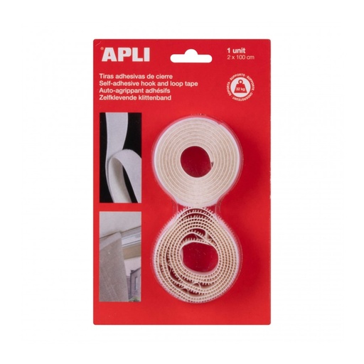 [13657] BOLSA APLI 13657 CINTA ADH. GANCHO/BUCLE BLANCA 2X100CM