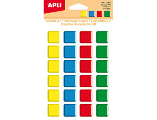 [12265] GOMETS APLI 12265 20x20MM CUADRADO 3D COLORES SURT. 24UN