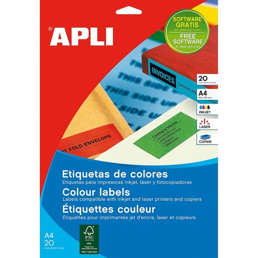 [1591] ETIQUETAS APLI 1591 70,0X 37,0 20H AMARILLO A4