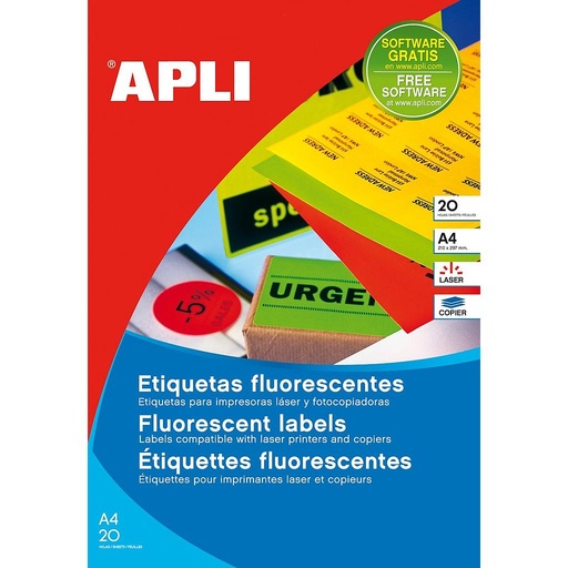 [2875] ETIQUETAS APLI 2875 99,1X 67,7 20H NARANJA FLUOR A4