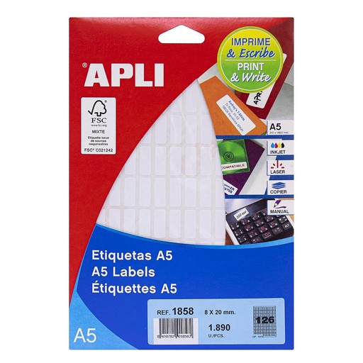 [1858] ETIQUETAS APLI 1858 8,0X 20,0 15H A5