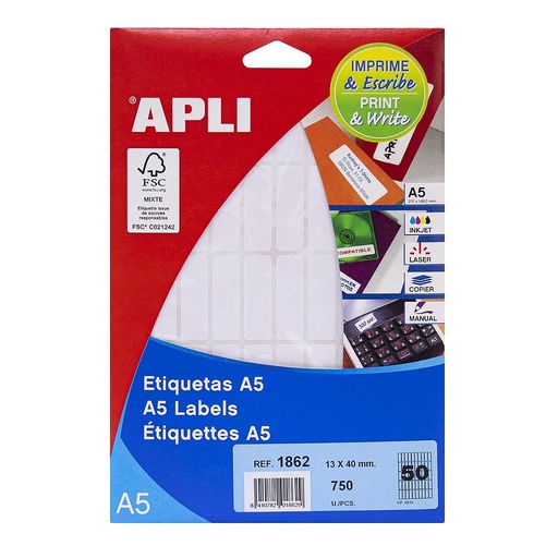[1862] ETIQUETAS APLI 1862 13,0X 40,0 15H A5
