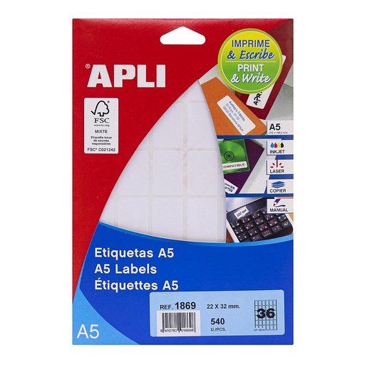 [1869] ETIQUETAS APLI 1869 22,0X 32,0 15H A5