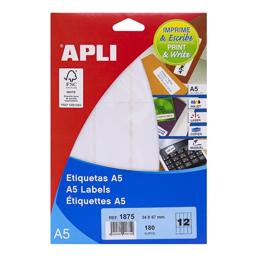 [1875] ETIQUETAS APLI 1875 34,0X 67,0 15H A5