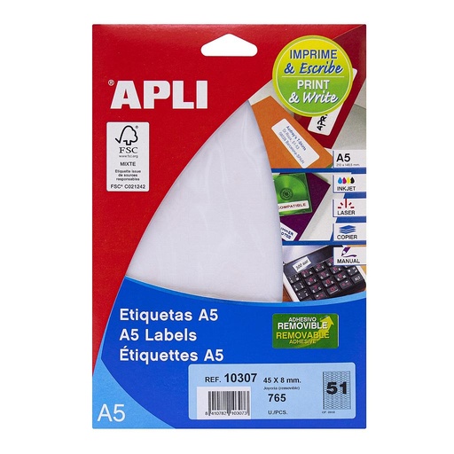 [10307] ETIQUETAS APLI 10307 45X8 15H JOYERIA A5