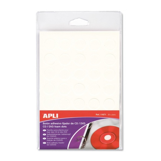 [11671] BOTON APLI 11671 FIJADOR CD/DVD BLANCO 35U