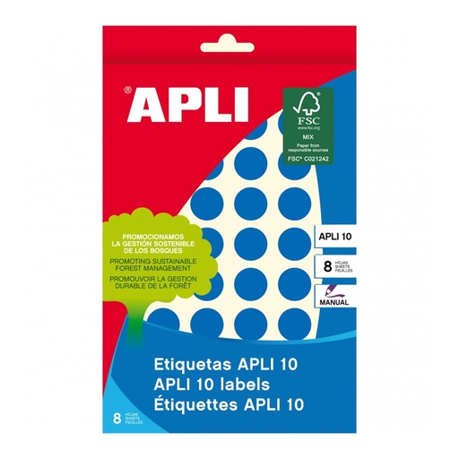 [2739] ETIQUETAS APLI 2739 Ø 16 AZUL APLI 8 432 UN