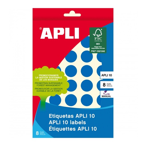 [2743] ETIQUETAS APLI 2743 Ø 19 AZUL APLI 8 320 UN