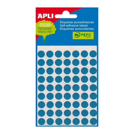 [2052] ETIQUETAS APLI 2052 Ø 10 AZUL MINI BOLSA 315 UN