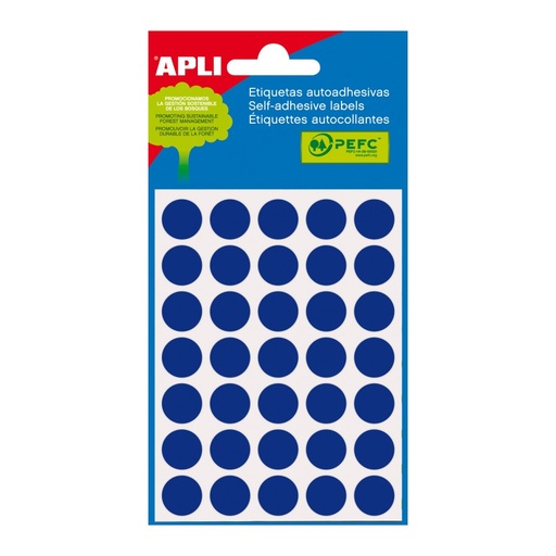 [2056] ETIQUETAS APLI 2056 Ø 13 AZUL MINI BOLSA 175 UN