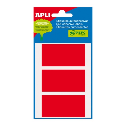 [2073] ETIQUETAS APLI 2073 34x67 ROJO MINI BOLSA 15 UN