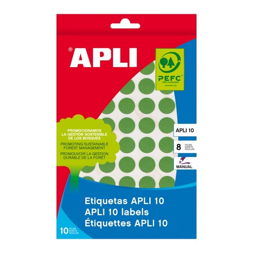 [7109] ETIQUETAS APLI 7109 Ø 19 COLORES SURTIDOS MINI BOLSA 100 UN