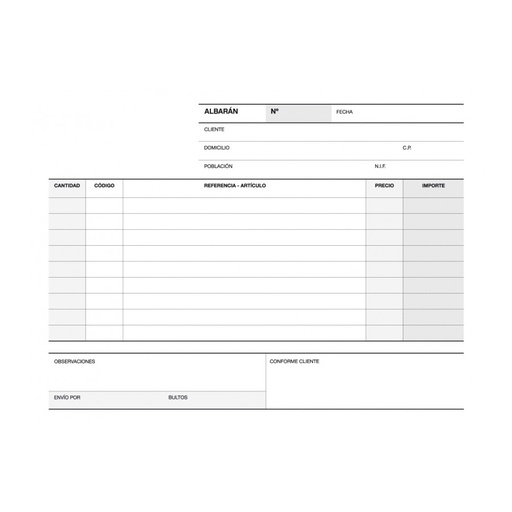 [12685] TALONARIO APLI 12685 ALBARAN 1/4 APAISADO DUPLICADO A-119 CAST.