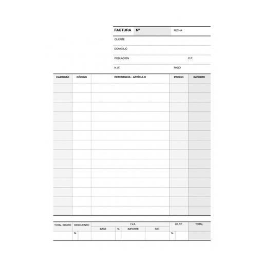 [12702] TALONARIO APLI 12702 FACTURAS 1/4 NATURAL TRIPLICADO A-65  CAST.