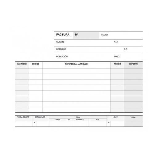 [12703] TALONARIO APLI 12703 FACTURAS 1/8 APAISADO DUPLICADO A-67 CAST.