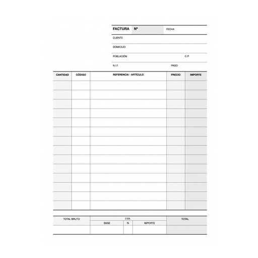 [12704] TALONARIO APLI 12704 FACTURAS 1/8 NATURAL DUPLICADO A-68 CAST.