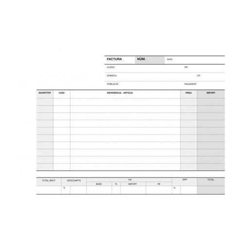 [12941] TALONARIO APLI 12941 FACTURAS 1/4 APAISADO DUPLICADO A-64 CAT.