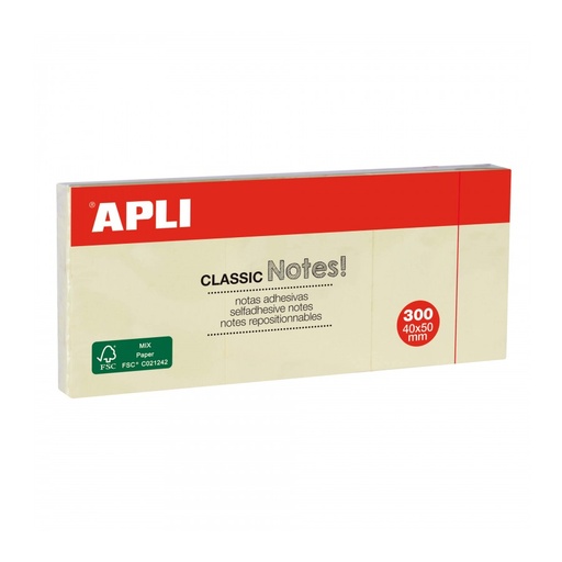 [10977] BLOC NOTAS APLI 10977 3X40X50 AMARILLO 100H