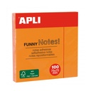 BLOC NOTAS APLI 11900 75X75 NARANJA FLUOR 100H