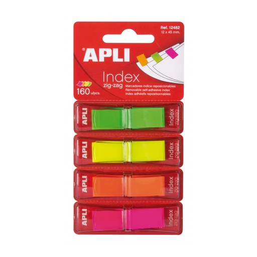 [12482] INDICE APLI 12482 12x45 ZIG-ZAG SURT. FLUOR AUTOADH. 160 UN