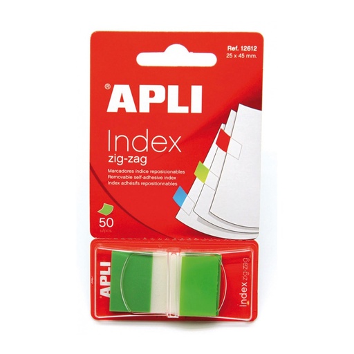 [12612] INDICE APLI 12612 25x45 ZIG-ZAG VERDE AUTOADH. 50 UN