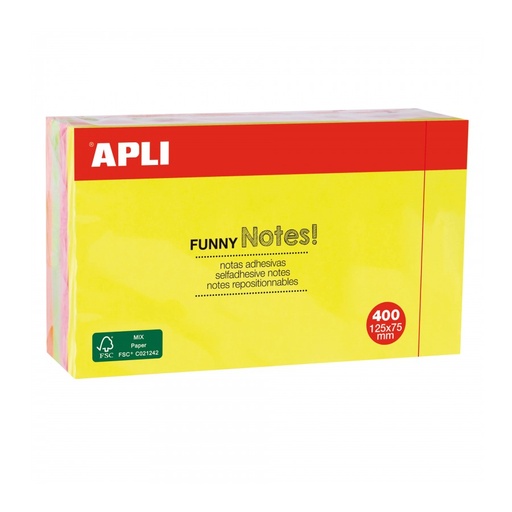 [13438] BLOC NOTAS APLI 13438 125x75 CUBO FLUOR. 400H