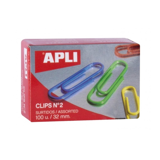 [11723] CLIPS APLI 11723 Nº2 COLORES SURT. 32MM 100UN