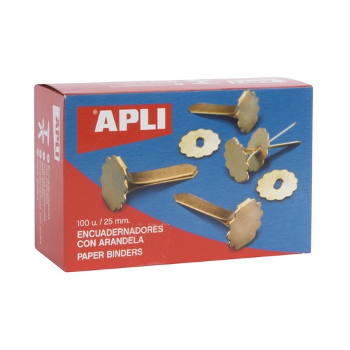 [12577] ENCUADERNADOR APLI 12577 25MM METALICO CON ARANDELA  100UN
