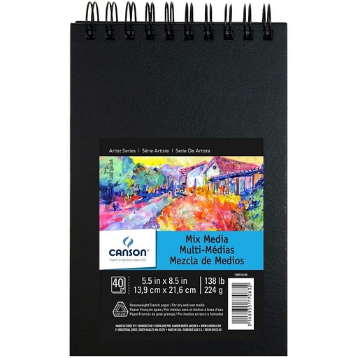 [C100516109] CUADERNO CANSON 17,8X25,4 CM. 100516109 ESP.  40H MIX MEDIA ART BOOK  FINO 224G