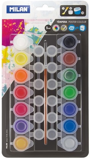 [BWM10244] TÉMPERA MILAN BWM10244 BLISTER 14 BOTES 5ML, 12 BOTES MEZCLAS Y 1 PINCEL