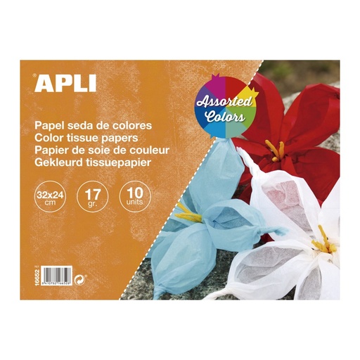 [16652] BLOC APLI 16652 PAPEL SEDA 32X24CM 10H COLORES SUR