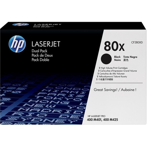[CF280XD] PACK DOBLE TONER HP CF280XD NEGRO 80X LASERJET DUAL