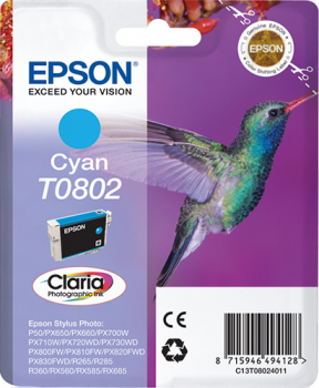 [T080240] CARTUCHO EPSON C13T08024011STY.R265/360/RX560  CIAN