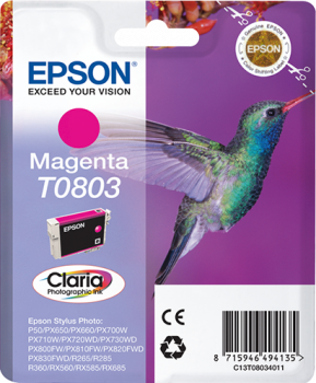 [T080340] CARTUCHO EPSON C13T08034011STY.R265/360/RX560  MAGENTA
