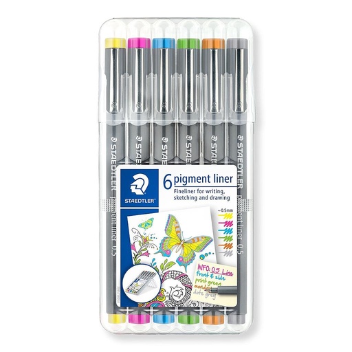 [30805-SSB6] ESTUCHE STAEDTLER 30805-SSB6 PIGMENT LINER 308 EN COLORES 0,3 MM.  6 PIGMENT LINER 0,5 MM, UNO DE CADA COLOR.