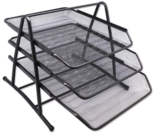 [324514] BANDEJA SOBREMESA 324514 METALICA MALLA NEGRA SET DE 3