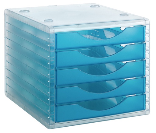 [4005 LGTL] MODULO ARCHIVOTEC 4005LGTL 5 CAJONES  CRISTAL/AZUL MAR