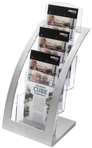 [693645] PORTAFOLLETOS DEFLECT-O 693645 SOBREMESA CONTEMPORARY TAMAÑO FOLLETO PLATA