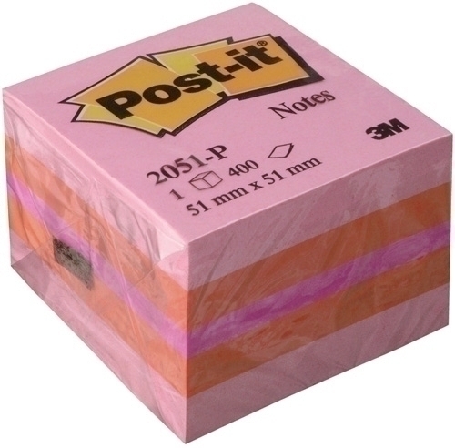 [2051-P] CUBO NOTAS POST-IT 754781 51X51 ROSA 400H 2051-P