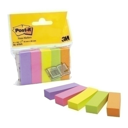 [FT510285917] TACO NOTAS POST-IT 670-5 15X50 COLORES NEON SUAVE 100 HOJAS pack 4+1