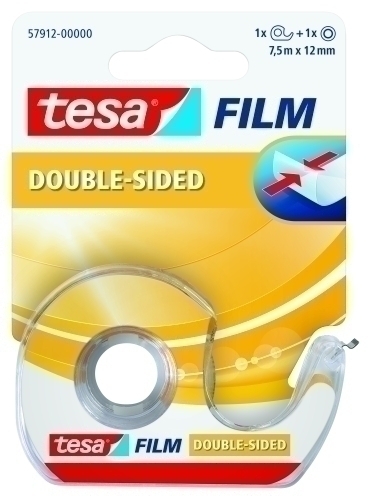 [57912-00000-01] CINTA TESA 57912-00000-02 ADHESIVA DOBLE CARA ROLLO 7,5x12 TRANSP.con MINI PORTARROLLOS
