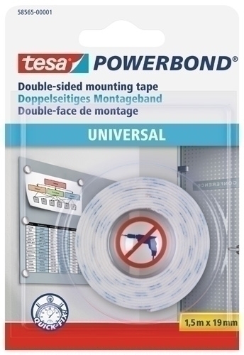 [58565-00001-00] CINTA ADH.TESA 58565-00001-00  DOBLE CARAPOWERBOND rollo 1,5x19 UNIVERSAL 