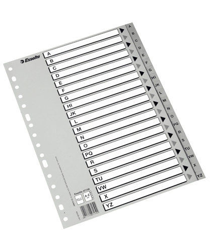 [47139] ABECEDARIOS ESSELTE 47139 A-Z PP. Fº CARTULINA INDICE B/N GRIS