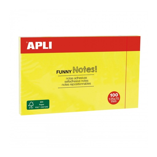 [15002] BLOC NOTAS APLI 15002 125x75 AMARILLO FLUOR. 100H
