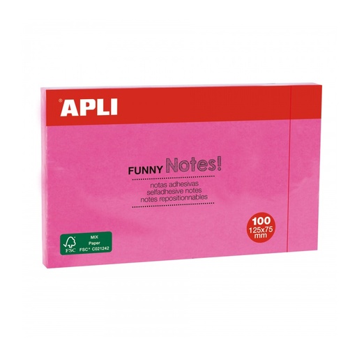 [15003] BLOC NOTAS APLI 15003 125x75 ROSA FLUOR. 100H