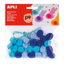 POM POM APLI 14796 TONOS AZULES COLLARES 25UN