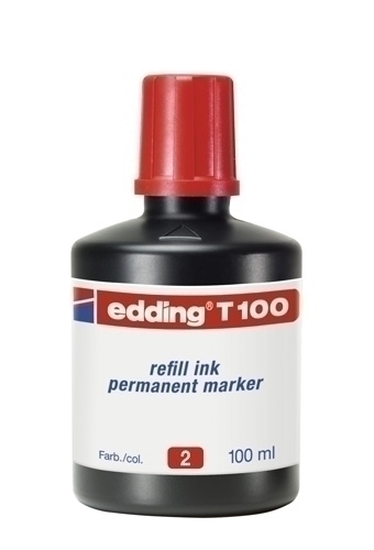 [T100-02] TINTA ROTULADOR EDDING T100-02 FRASCO 100 ml. ROJO
