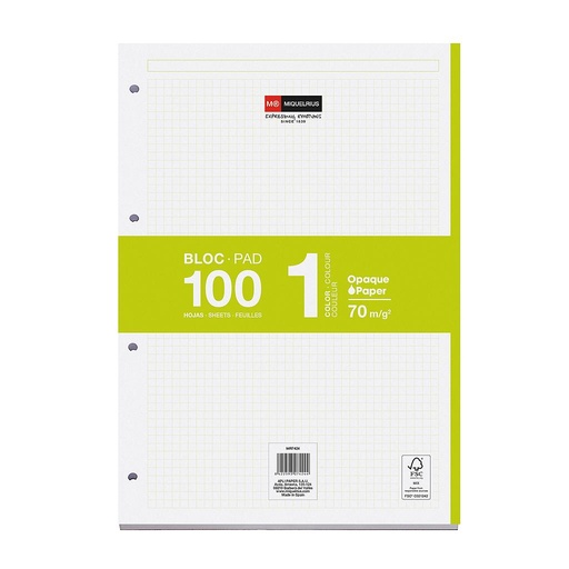 [MR7424] RECAMBIO MR7424 NOTEBOOK 1 A4 100h 70gr 4 TALADROS CUADRIC.5x5 VERDE