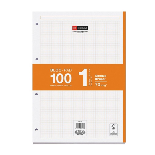 [MR7428] RECAMBIO MR7428 NOTEBOOK 1 A4 100h 70gr 4 TALADROS CUADRIC.5x5 NARANJA
