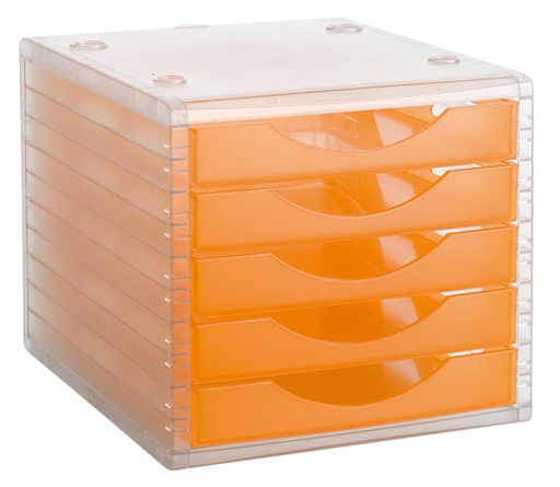 [4005NATL] MODULO ARCHIVOTEC 4005NATL 5 CAJONES  TRASLUCIDO CRISTAL/NARANJA